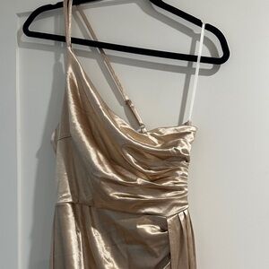 Elegant Gold Satin Dress